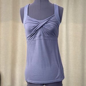 Blue Workout tip with built in bra